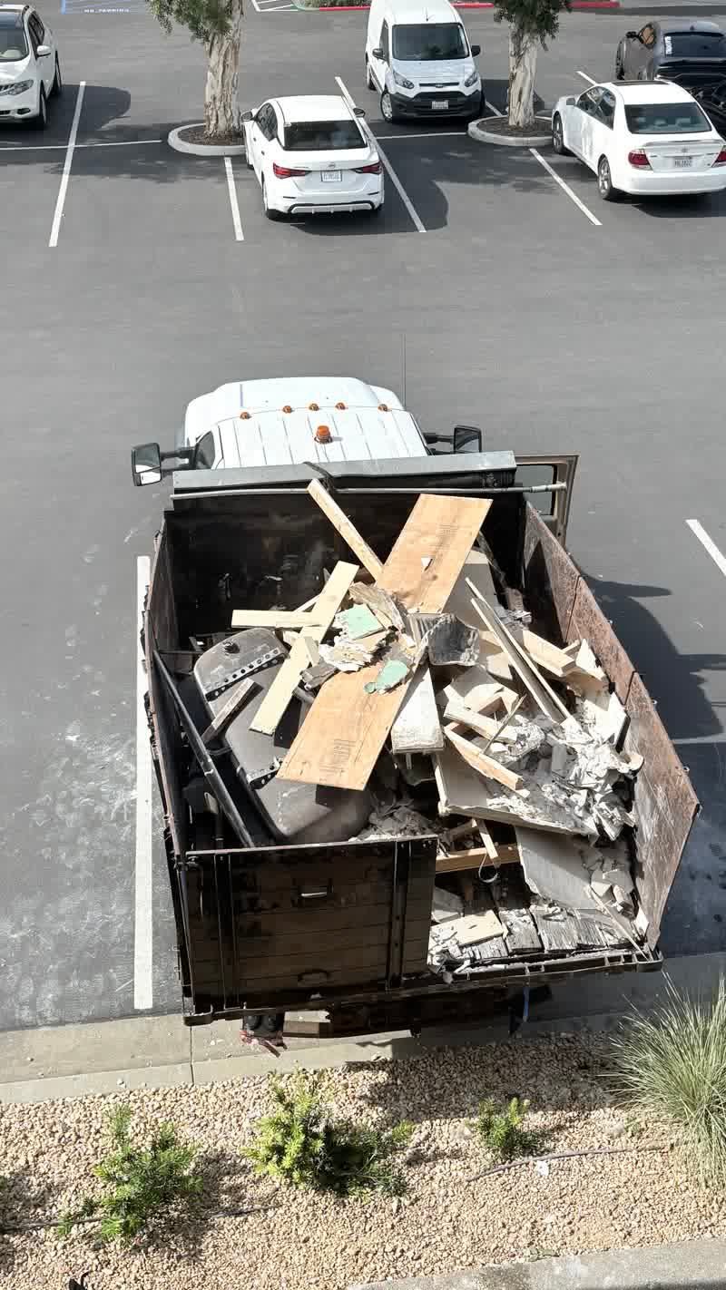 Truck loaded with demolition debris